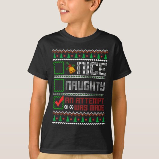 Nice Naughty An Attempt Was Made Christmas List Sa Tシャツ (正面)