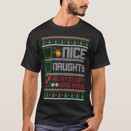 Nice Naughty An Attempt Was Made Christmas List Sa Tシャツ (正面)