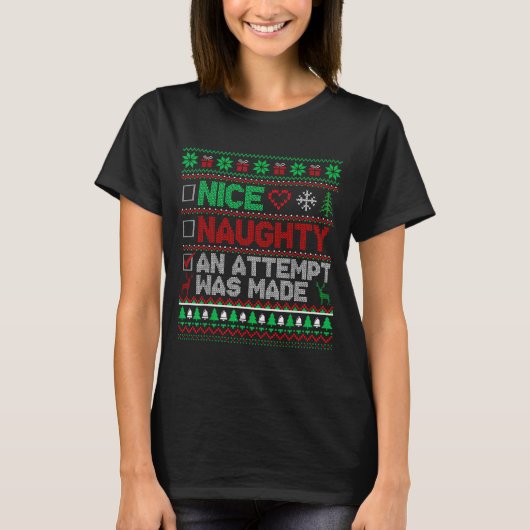 Nice Naughty An Attempt Was Made Christmas List Sa Tシャツ (正面)