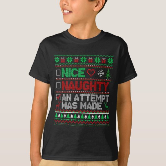 Nice Naughty An Attempt Was Made Christmas List Sa Tシャツ (正面)