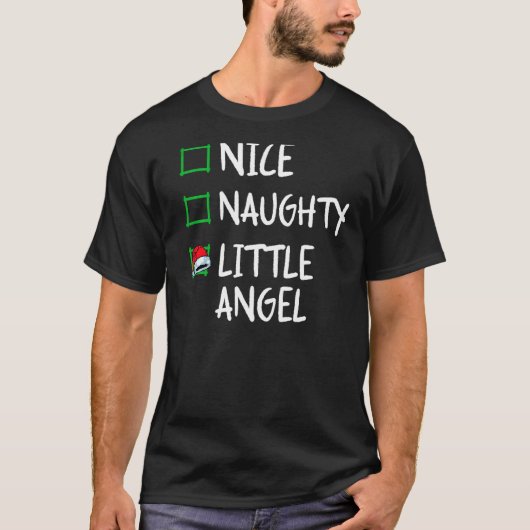 Nice Naughty Angel  Christmas List Santa Claus Xma Tシャツ (正面)