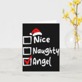 Nice Naughty Angel Funny Christmas List Family Mat カード (黄色い花)