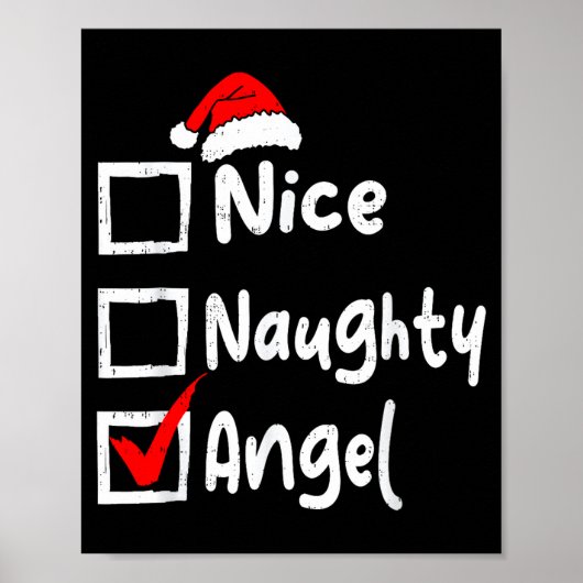 Nice Naughty Angel Funny Christmas List Family Mat ポスター (正面)
