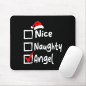 Nice Naughty Angel Funny Christmas List Family Mat マウスパッド (マウス)
