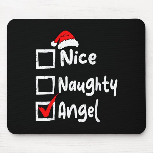 Nice Naughty Angel Funny Christmas List Family Mat マウスパッド (正面)