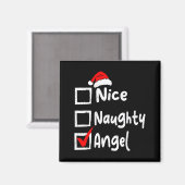 Nice Naughty Angel Funny Christmas List Family Mat マグネット (正面/裏面)