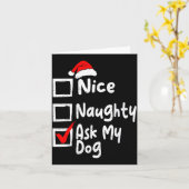Nice Naughty Ask Dog Funny Christmas List Family M カード (黄色い花)