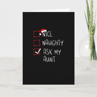 Nice Naughty Ask My Aunt Christmas List Xmas  カード