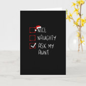 Nice Naughty Ask My Aunt Christmas List Xmas  カード (黄色い花)