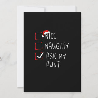 Nice Naughty Ask My Aunt Christmas List Xmas  シーズンカード
