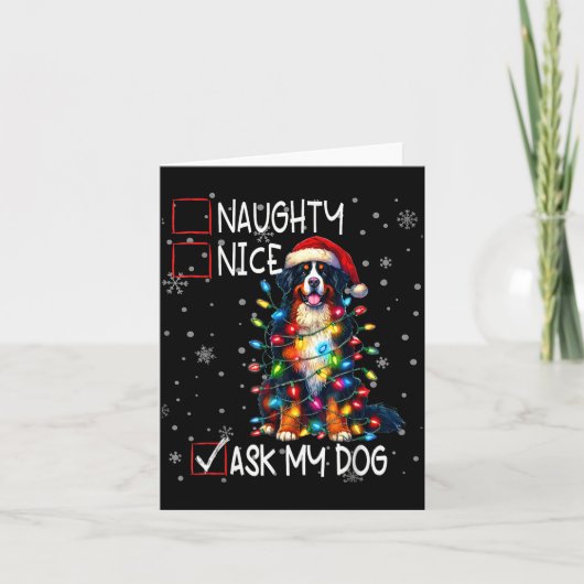 Nice Naughty Ask My Dog Christmas List Xmas  カード (正面)