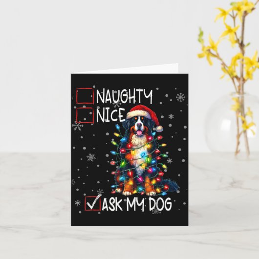 Nice Naughty Ask My Dog Christmas List Xmas  カード (黄色い花)