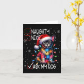 Nice Naughty Ask My Dog Christmas List Xmas  カード (黄色い花)