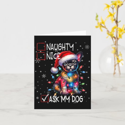 Nice Naughty Ask My Dog Christmas List Xmas  カード (黄色い花)