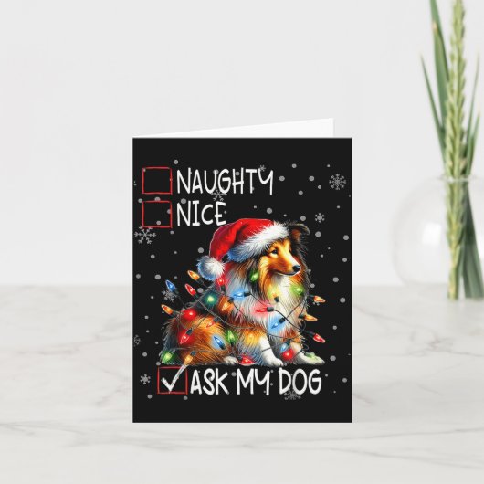 Nice Naughty Ask My Dog Christmas List Xmas  カード (正面)