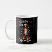 Nice Naughty Ask My Dog Christmas List Xmas  コーヒーマグカップ (左)