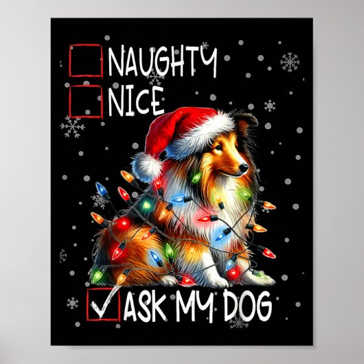 Nice Naughty Ask My Dog Christmas List Xmas  ポスター (正面)