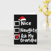 Nice Naughty Ask My Grandpa Funny Christmas List F カード (黄色い花)