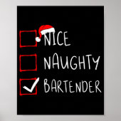 Nice Naughty Bartender Christmas List Santa Claus  ポスター (正面)