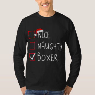 Nice Naughty Boxer List Christmas Santa Claus Tシャツ