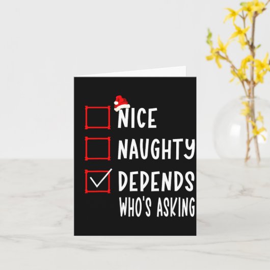 Nice Naughty Depends Who's Asking Christmas List S カード (黄色い花)
