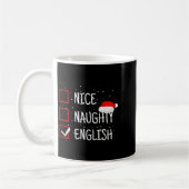 Nice Naughty English Christmas Checklist Funny Eng コーヒーマグカップ (左)