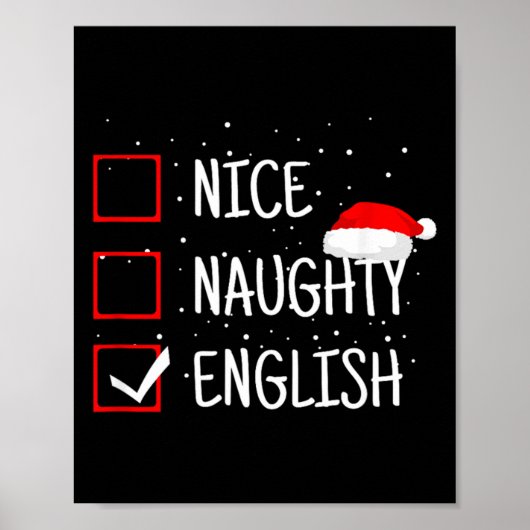 Nice Naughty English Christmas Checklist Funny Eng ポスター (正面)