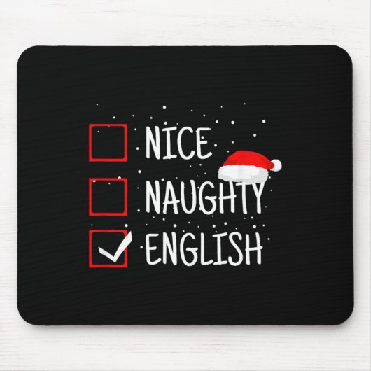 Nice Naughty English Christmas Checklist Funny Eng マウスパッド (正面)