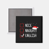 Nice Naughty English Christmas Checklist Funny Eng マグネット (正面/裏面)