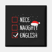 Nice Naughty English Christmas Checklist Funny Eng マグネット (正面)