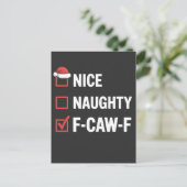 Nice Naughty F-Caw-F Funny Santa Naughty  ポストカード (スタンド正面)