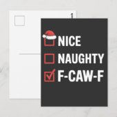 Nice Naughty F-Caw-F Funny Santa Naughty  ポストカード (正面/裏面)