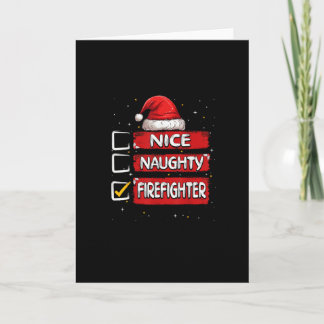 Nice Naughty Firefighter Christmas List カード