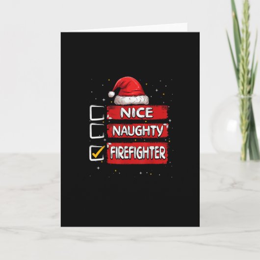 Nice Naughty Firefighter Christmas List カード (正面)