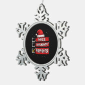 Nice Naughty Firefighter Christmas List スノーフレークピューターオーナメント (右)