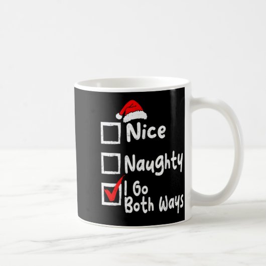 Nice Naughty I Go Both Ways Funny Christmas List F コーヒーマグカップ (右)