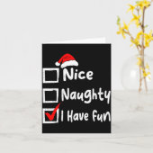 Nice Naughty I Have Fun Funny Christmas List Famil カード (黄色い花)