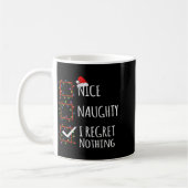 Nice Naughty I Regret Nothing Christmas List Funny コーヒーマグカップ (左)