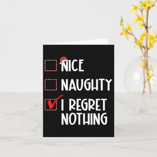 Nice Naughty I Regret Nothing Christmas List Santa カード (黄色い花)