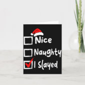 Nice Naughty I Slayed Funny Christmas List Family  カード (正面)