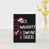 Nice Naughty I Swear I Tried Christmas List Xmas  カード (黄色い花)