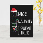 Nice Naughty I Swear I Tried Funny Christmas List カード (黄色い花)