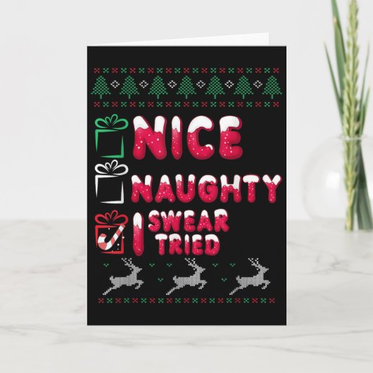 Nice Naughty I Swear I Tried List Xmas Lover Chris カード (正面)