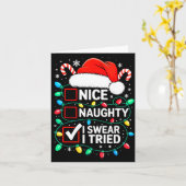 Nice Naughty I Swear I Tried Shirt Funny Christmas カード (黄色い花)