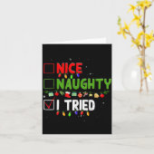 Nice Naughty I Tried Family Xmas Pajama Funny Chri カード (黄色い花)
