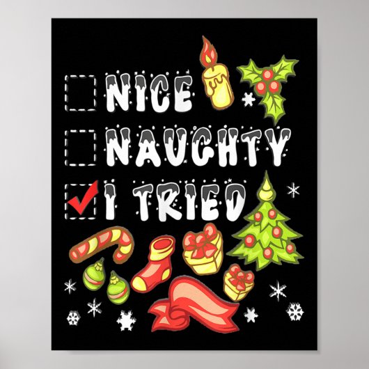 Nice Naughty I Tried Funny Candy Christmas Pajama  ポスター (正面)