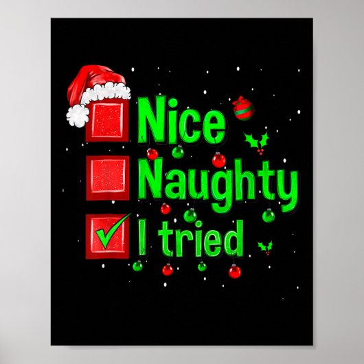 Nice Naughty I Tried Funny Christmas Family Matchi ポスター (正面)
