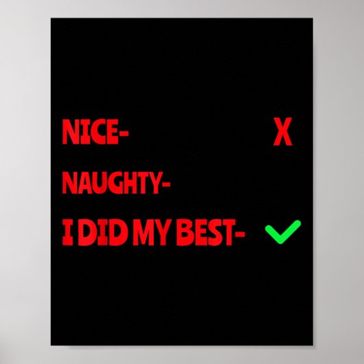 Nice Naughty I Tried Funny Christmas Matching ポスター (正面)