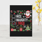Nice Naughty I Tried Funny Christmas Santa Claus カード (黄色い花)