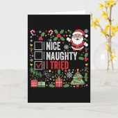 Nice Naughty I Tried Funny Christmas Santa Claus T カード (黄色い花)